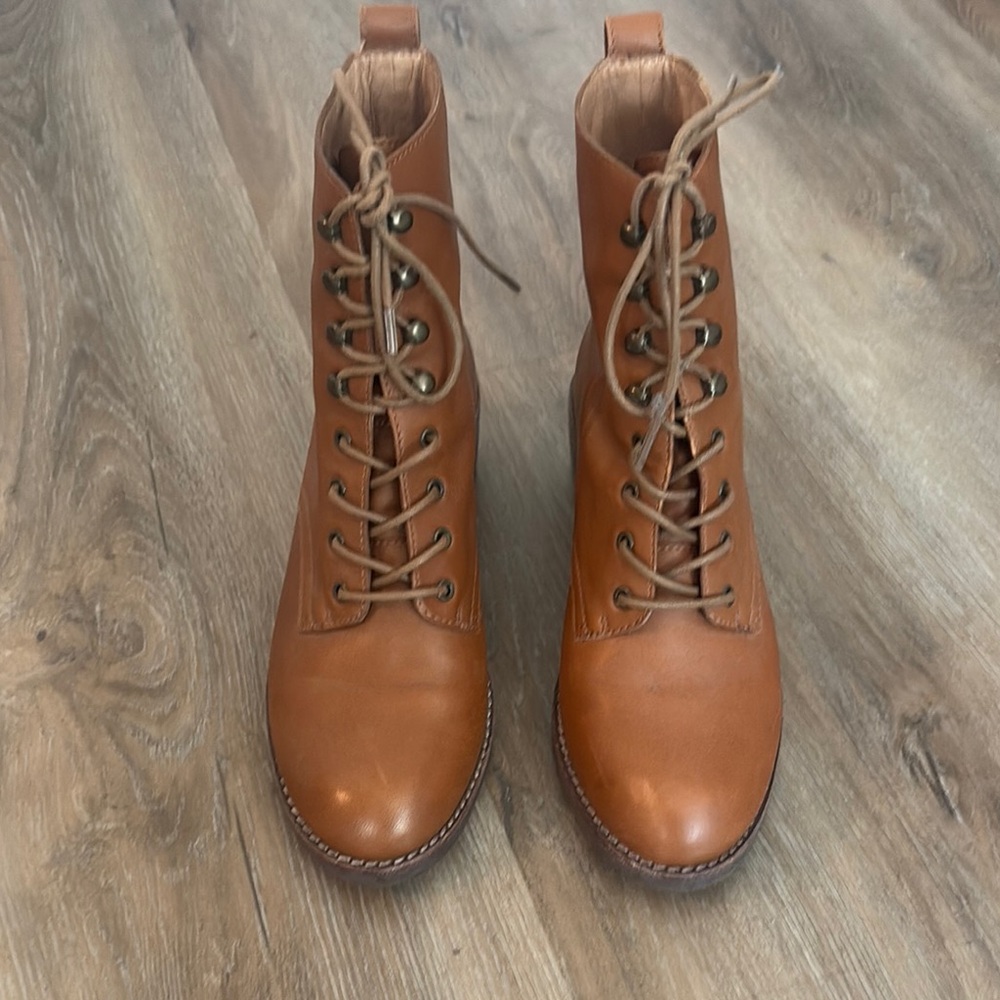 Madewell Brown Lace Up Boots Smooth Leather